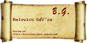 Belovics Géza névjegykártya