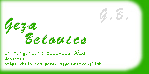 geza belovics business card